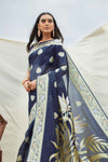 Blue Color Gold And Silver Zari Banarasi Saree