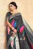 Coal Black Colour Cotton Silk Saree  With Plan Blouse - Bahuji - Premium Silk Sarees Online Shopping Store