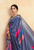 Denim Blue Colour Cotton Silk Saree  With Plan Blouse - Bahuji - Premium Silk Sarees Online Shopping Store