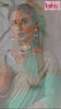 Aqua Green And Grey Cord and Sequins Embroidery Saree with Blouse