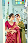 Dark Pink Kanjivaram Saree With Matching Pink Blouse