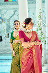 Dark Pink Kanjivaram Saree With Matching Pink Blouse