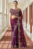 Purple Designer Wedding Saree with Blouse Set