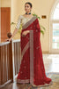 Red Heavy work Designer Saree with Blouse Set