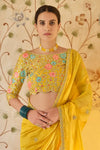 Yellow Designer Premium Saree with Blouse Set