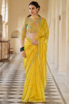 Yellow Designer Premium Saree with Blouse Set