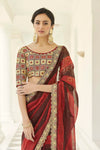 RED EMBROIDERED GEORGETTE SAREE WITH BLOUSE