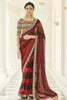 RED EMBROIDERED GEORGETTE SAREE WITH BLOUSE