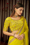 YELLOW EMBROIDERED SILK BASE SAREE WITH BLOUSE