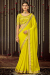 YELLOW EMBROIDERED SILK BASE SAREE WITH BLOUSE
