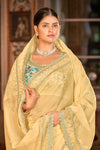 Yellow  EMBROIDERED SILK BASE SAREE WITH BLOUSE
