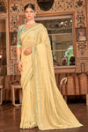 Yellow  EMBROIDERED SILK BASE SAREE WITH BLOUSE