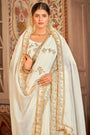 White Bridal Wedding Designer Saree with Blouse Set