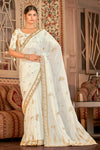 White Bridal Wedding Designer Saree with Blouse Set