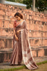 Light Chestnut Linen Silk Saree With Blouse