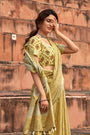 Corn Yellow Linen Silk Saree With Blouse