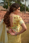 Corn Yellow Linen Silk Saree With Blouse