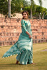 Teal Green Linen Silk Saree With Blouse