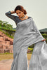 Pewter Grey  Linen Silk Saree With Blouse