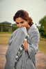 Pewter Grey  Linen Silk Saree With Blouse