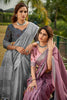 Pewter Grey  Linen Silk Saree With Blouse