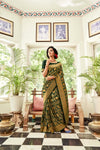 Designer Kanjivaram Silk Saree In Green Colour