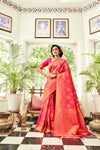 Dark Pink Kanjivaram Silk Saree With Golden Zari Design