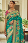 Morpich with golden pattu saree