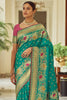 Morpich with golden pattu saree