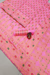Flamingo Pink Zari Design Silk Saree With Matching Blouse