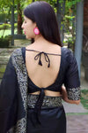 Beautiful Rich Pallu Black Colour Silk Saree With Blouse