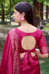 Beautiful Rich Pallu Pink Colour Silk Saree With Blouse
