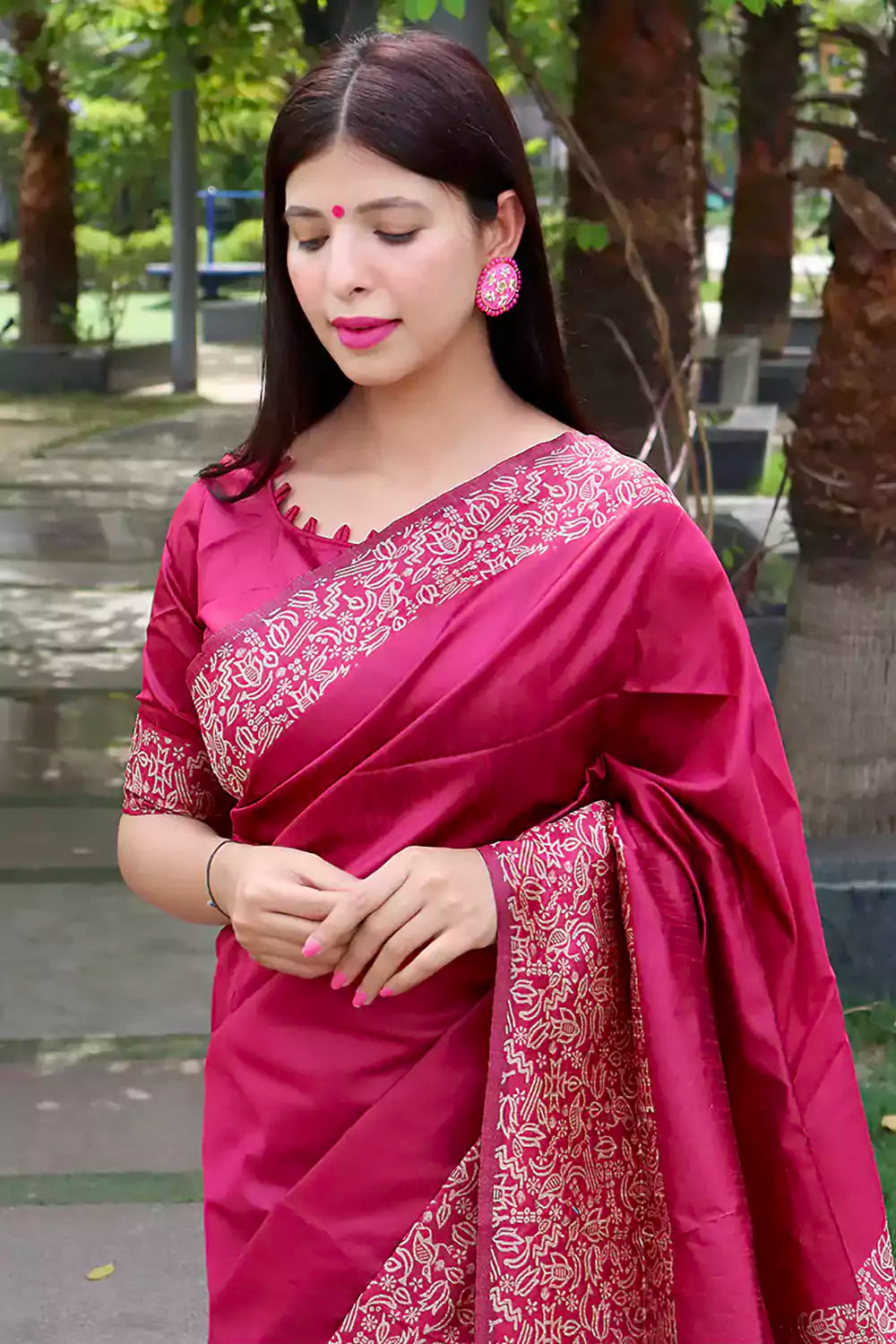 Shop Khaddi Georgette Violet Banarasi Saree Blouse Designs Online – Sunasa