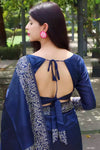 Stylish Rich Pallu Navy Blue Colour Silk Saree With Blouse