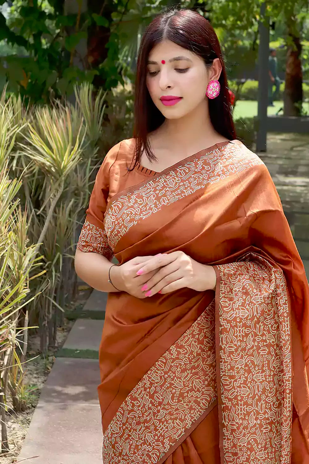 Latest Rich Pallu Cider Orange Colour Silk Saree With Blouse
