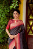 Fancy Black Colour South Silk Saree With Zari Weaving