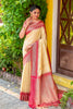 Beautiful Cream Colour South Silk Saree With Zari Weaving
