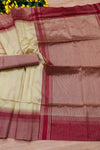 Beautiful Cream Colour South Silk Saree With Zari Weaving