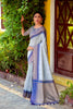 Grey Colour South Silk Saree With Fancy Blouse