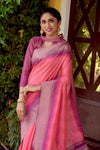 Blush Pink Colour South Silk Saree With Fancy Blouse