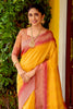Stylish Yellow Colour South Silk Saree With Fancy Blouse