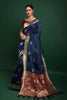 Gorgeous Blue Tussar silk Patola weaving Silk saree
