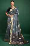 Grey Patola Style Colourfull Weaving Pallu with Exclusive Tassels Saree