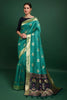 Beutiful Rama Tussar Silk Patola Weaving With Zari Border Saree