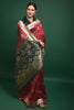 Hot Red With Green Color Blouse Tussar Silk Saree
