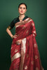 Hot Red With Green Color Blouse Tussar Silk Saree