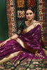 Designer Wine Tussar Silk Patola Weaving Saree With Zari Woven Border