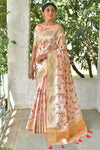 Peach Mysore Silk With Swarovski Diamond Saree