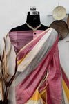 Unique Multicolour Raw Silk Saree With Designer Blouse
