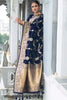Navy Blue Banarasi Silk Saree With Beautiful Pallu
